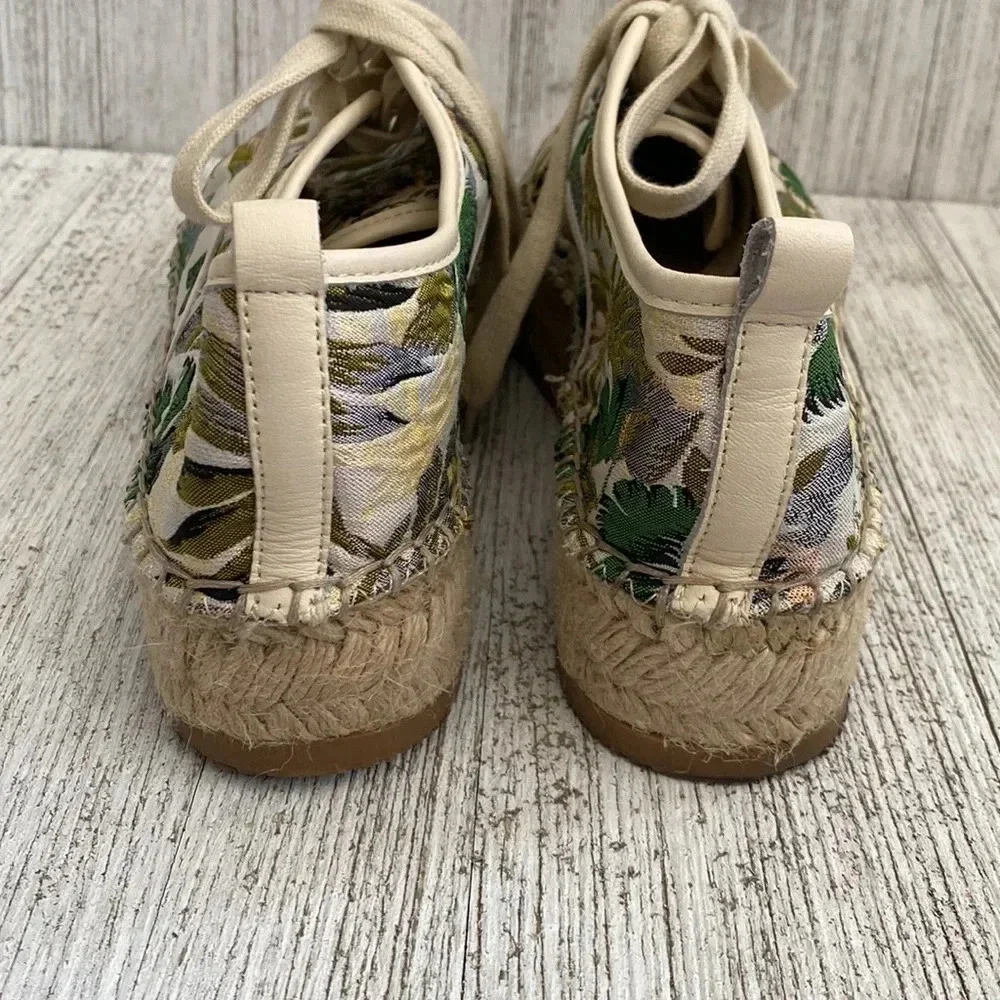 Anthropologie J/Slides Embroidered Tropical Print Platform Sneakers Size 7.5